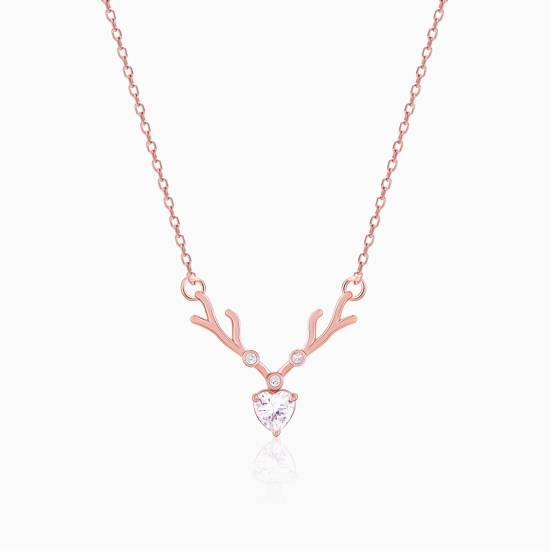 Rose Gold Deer Heart Necklace