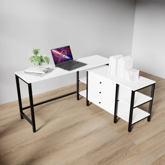 KERRY Workstation Desk in wenge finish-White