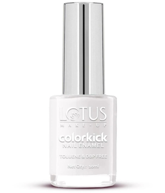 Lotus Make, Up Colorkick Nail Enamel, Pure White 81, Chip Resistant, Glossy Finish, 10ml