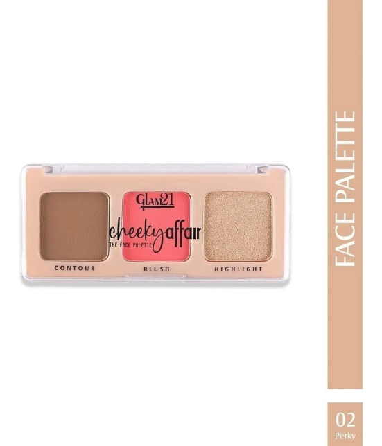 Glam21 Cheeky Affair Face Palette With 3 in 1 Contour, Blush & Highlighter Palette 8.6gm Perky-02