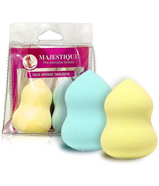 Majestique 2Pcs Foundation Beauty Blender Makeup Sponge, Hour Galls Shape (Multicolor)