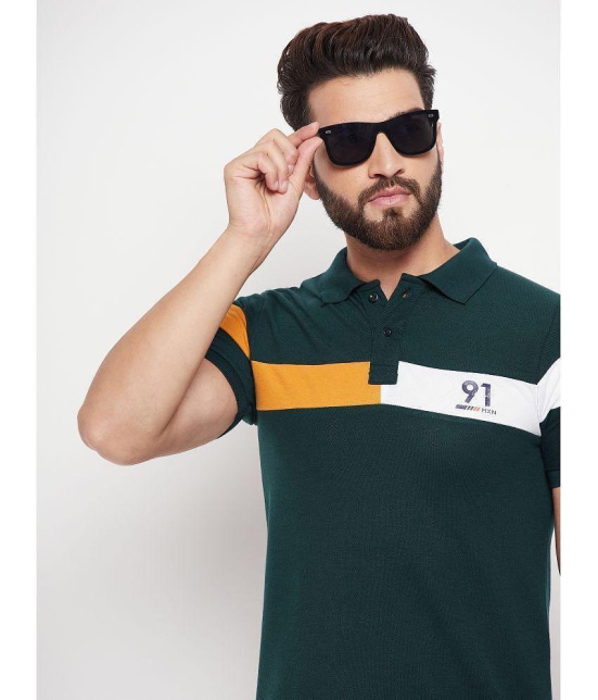 MXN - Dark Green Cotton Blend Regular Fit Mens Polo T Shirt ( Pack of 1 ) - None