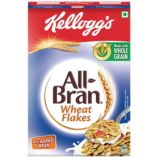 Kelloggs All Bran Wheat Flakes - High In Iron, Naturally Cholesterol Free, 440 g Carton