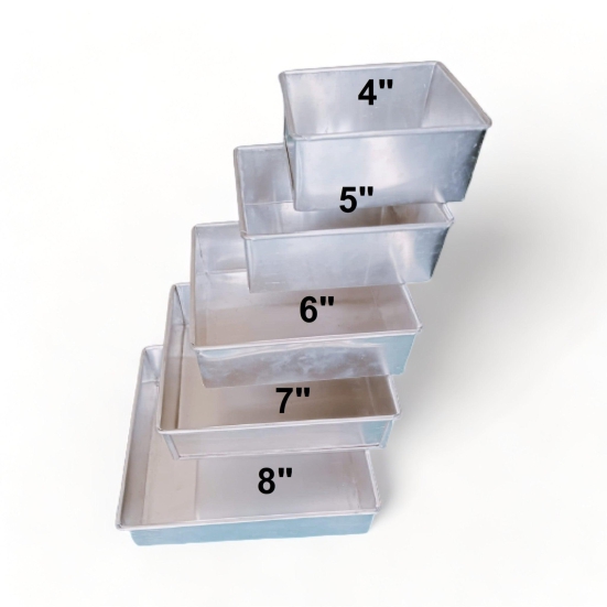 Aluminum Baking Tray Square 4in - 10in-10'