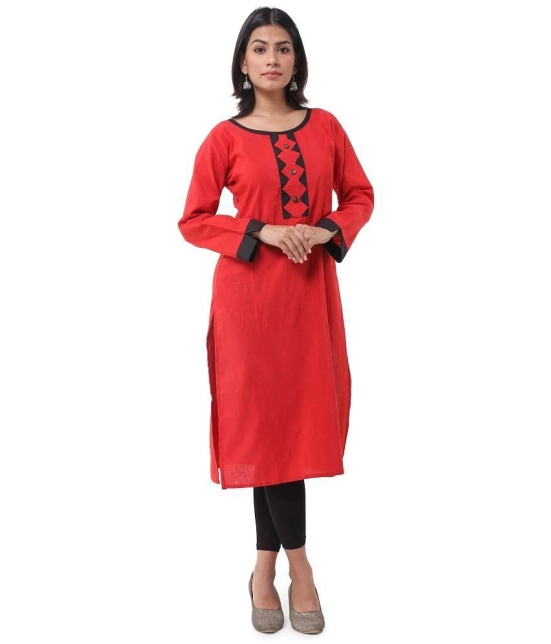 DESHBANDHU DBK - Red Cotton Womens Straight Kurti - None