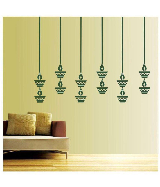 Print Mantras Beautiful Hanging Diyas for Diwali Wall Sticker ( 90 x 110 cms )