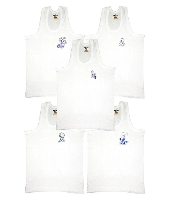 HAP Kids Cotton White Vest Mx Pack (Pack of 5) /Boys Vest - None