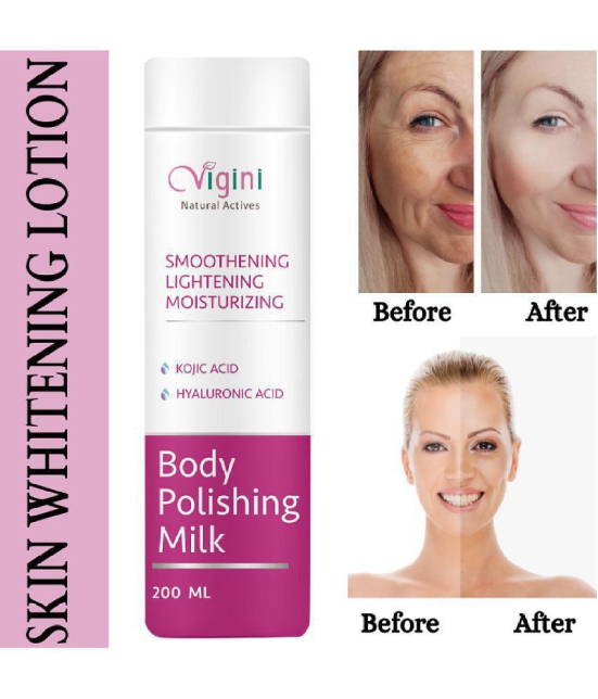 Vigini 100% Natural Active Skin Lightening Whitening Body Polishing Milk Lotion With Kojic & Hyaluronic Acid, UnderArms Under Arms Brightening Cream, Removes / Removal D-Tan Pigmentation Dar