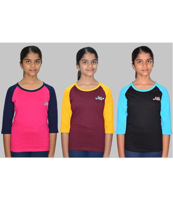 JILZ - Multi 100% Cotton Girls T-Shirt ( Pack of 3 ) - None