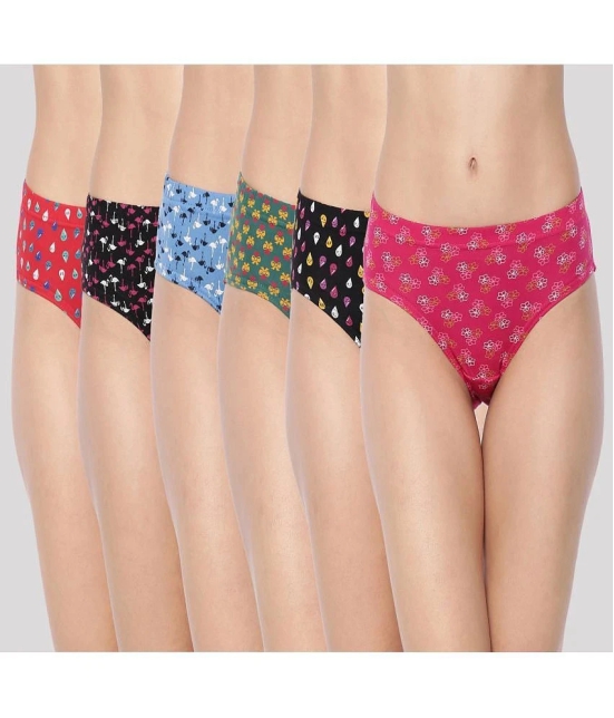 Dollar Missy Pack of 6 Cotton Printed Womens Hipster ( Multi Color ) - None