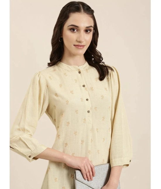 Showoff Cotton Blend Embellished Straight Womens Kurti - Beige ( Pack of 1 ) - None