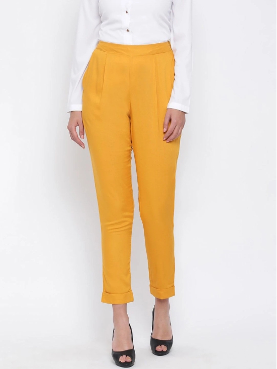 Oxolloxo Women Yellow Regular Fit Solid Trousers