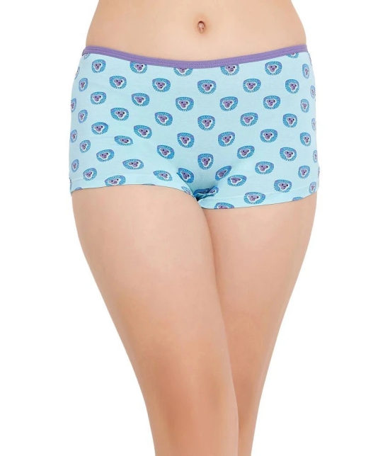 Clovia Blue Cotton Printed Womens Boy Shorts ( Pack of 1 ) - None