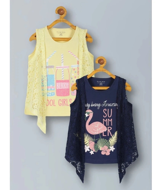 PLUM TREE Yellow 100% Cotton Girls Top ( Pack of 2 ) - None