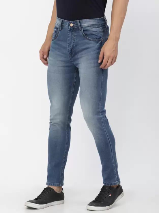 Men Slim Mid Rise Blue Jeans