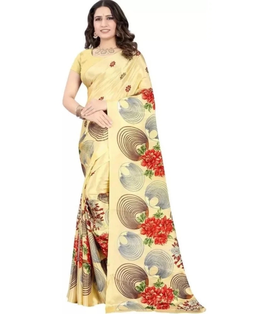 LEELAVATI - Yellow Crepe Saree With Blouse Piece ( Pack of 1 ) - Yellow