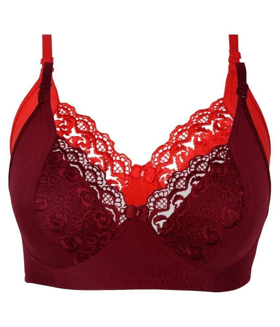 Kiran Enterprises Cotton Minimizer Bra - Maroon - None