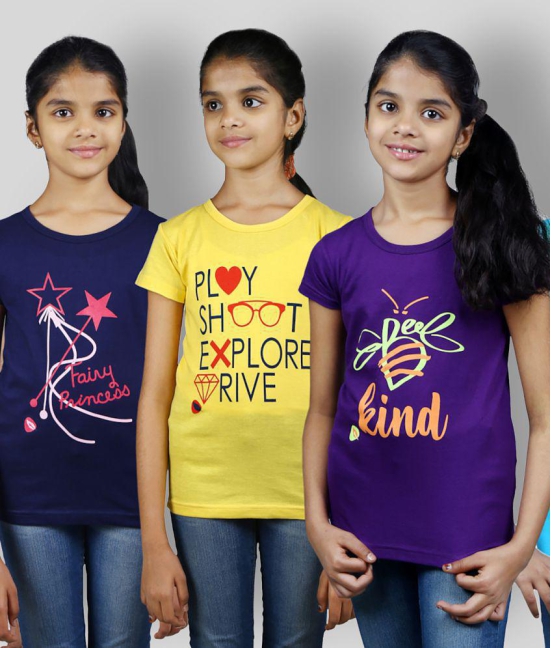 Soft Apparels - Multicolor Cotton Blend Girl's T-Shirt ( Pack of 5 ) - None