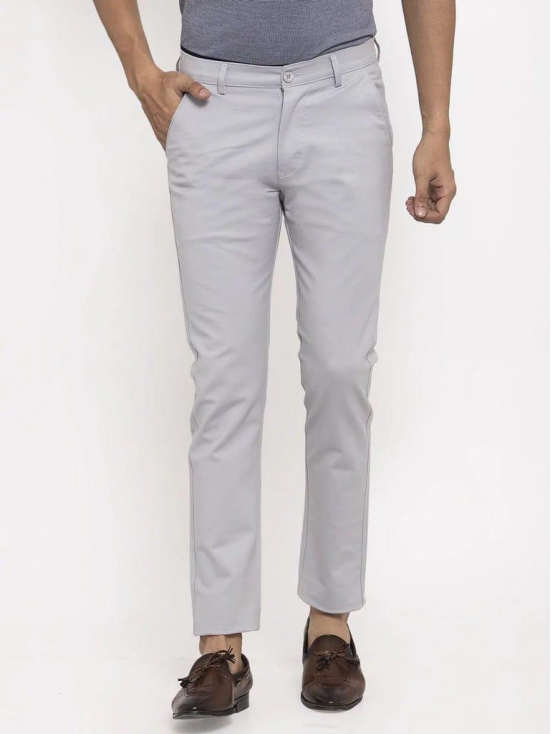 Rodamo  Men Grey Slim Fit Trousers