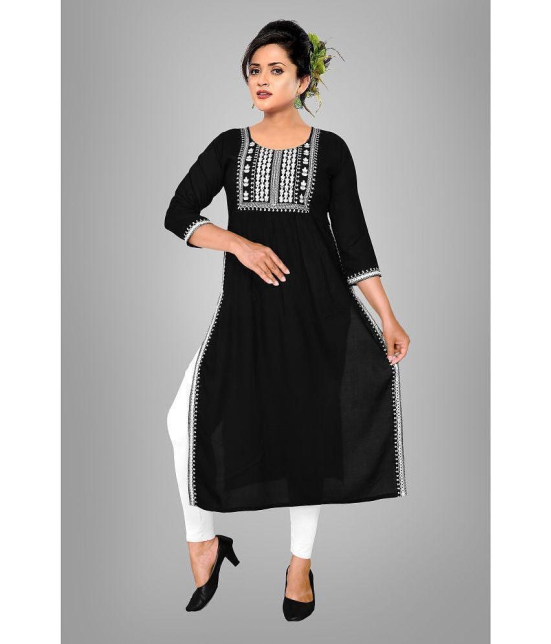 haya fashion - Black Rayon Women's Straight Kurti ( Pack of 1 ) - None