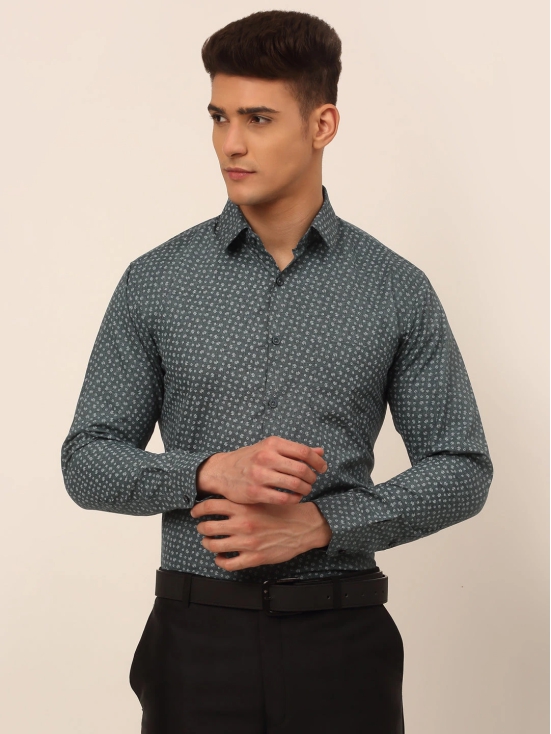 Men Grey Classic Printed Formal Shirt-M / Grey