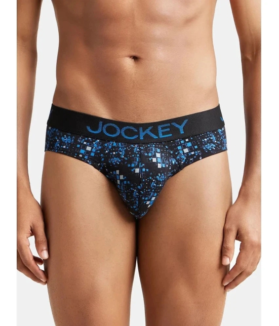 Jockey FP22 Men Super Combed Cotton Elastane Stretch Printed Brief - Black & Sky Diver - None