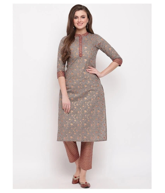 Vbuyz Grey Cotton Straight Kurti - XXL