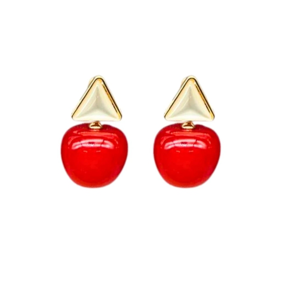 Red Cherry Earrings with Pearl Accents For Women & Girls - Design 2