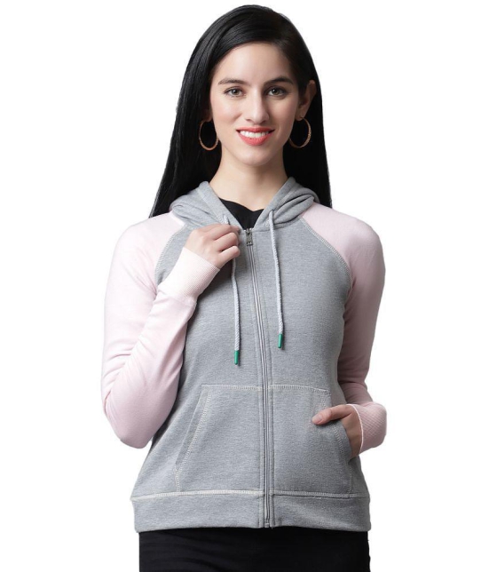 Rute Cotton - Fleece Grey Hooded Sweatshirt - None