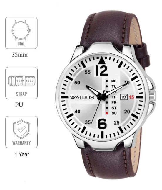 Walrus Day & Date Leather Analog Mens Watch