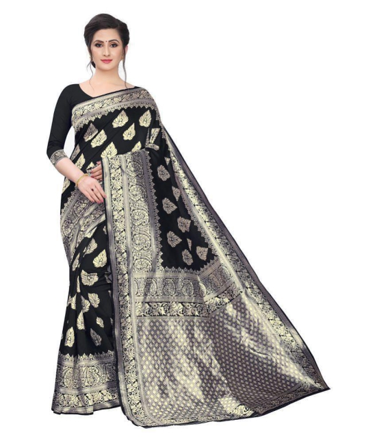 ofline selection Black Polycotton Saree - Single