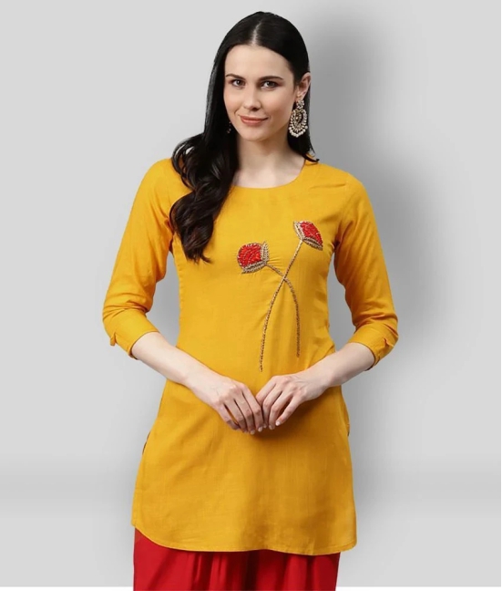 JC4U - Yellow Rayon Womens Straight Kurti - XXL