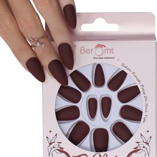 MATTE CLAWS NAILS (NAIL KIT INCLUDED)-DarkMaroon