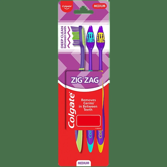 Colgate ZigZag Antibac Med Toothbrush(B2G1), 3 Pcs