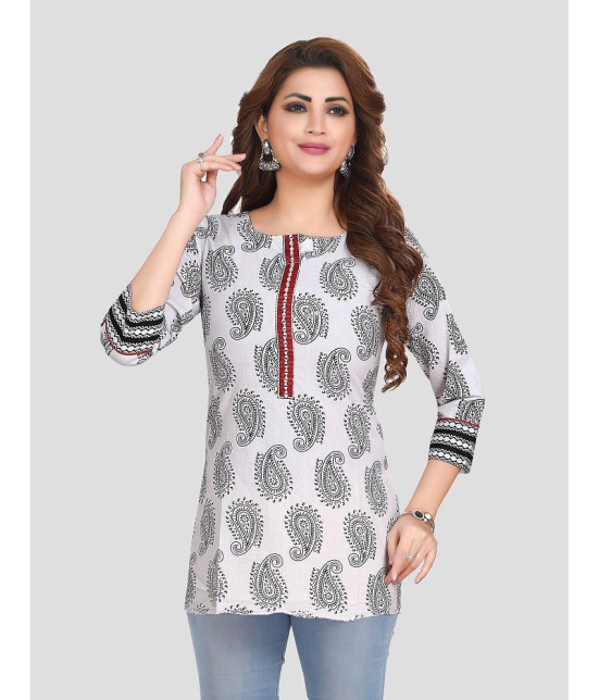 Meher Impex Cotton Printed Straight Womens Kurti - White ( Pack of 1 ) - None