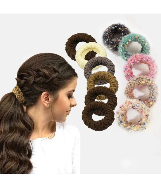 Lykaa Multi designs Cotton Stretchable hair rubber band ponytail holder for women - Pack of 11 - Multi