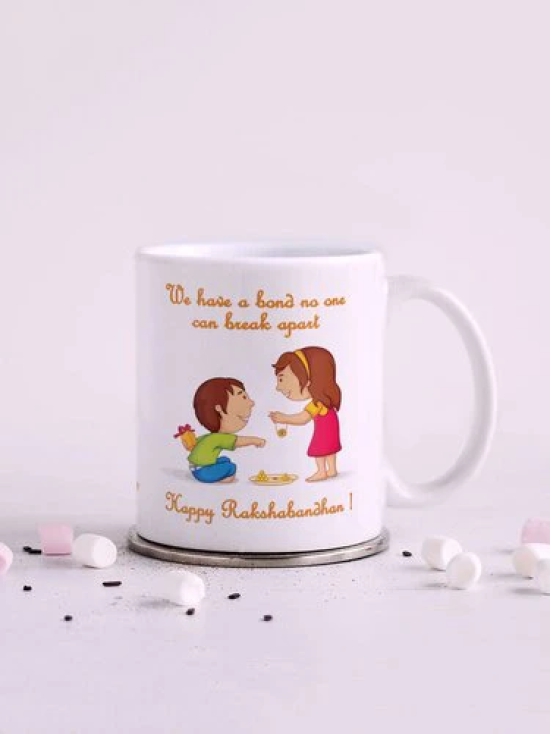 Indigifts Rakhi Gift for Brother Happy Rakshabandhan Quote White Coffee Mug 330 ml - Raksha Bandhan Gift for Sister, Rakhi Gift for Sister, Rakhi for Brother, Best Gift for Brother, Rakshabandhan Mug