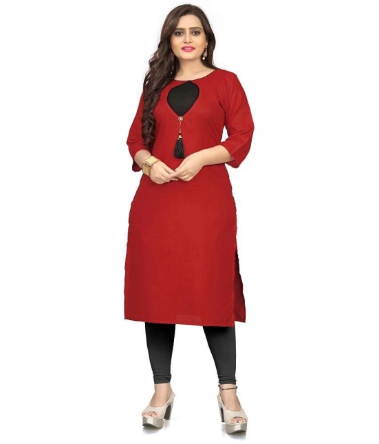 Lerkiza - Red Cotton Womens Straight Kurti ( Pack of 1 ) - XL