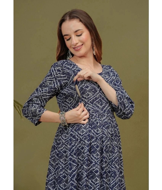 Glorious Blue Rayon Maternity Kurta - S