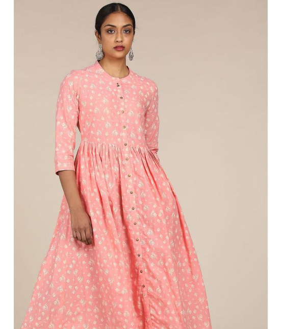 Karigari Cotton Pink Fit And Flare Dress - - S
