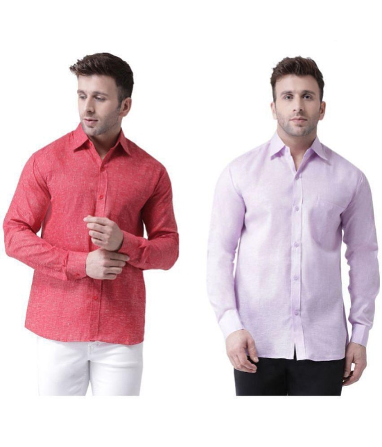 KLOSET By RIAG 100% Cotton Regular Fit Self Design Full Sleeves Men's Casual Shirt - Lavender ( Pack of 2 ) - None