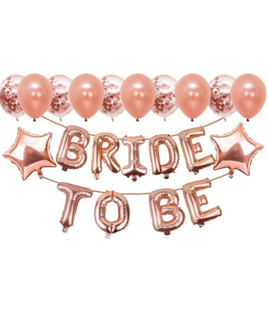 Party propz Bride To Be Combo / Rose Gold Bride To Be Decoration Set 23Pcs With Bride To Be Ring Foil Balloon, Metallic Balloons, Star Foil For Bridal Shower Decorations Items/Bachelorette