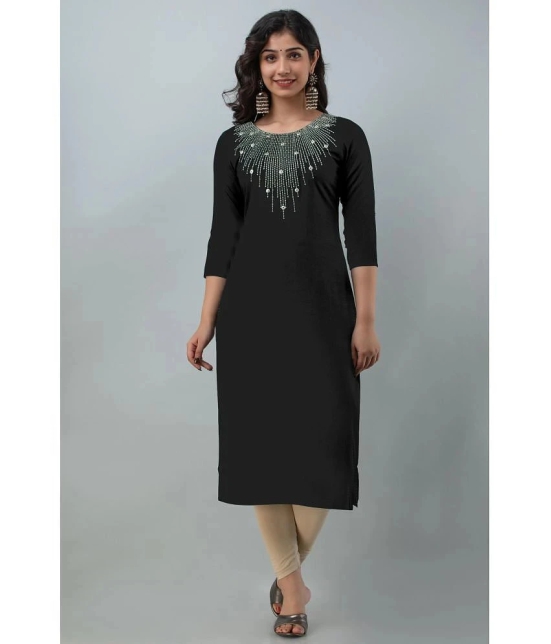 JASH CREATION - Black Rayon Womens Straight Kurti ( Pack of 1 ) - None