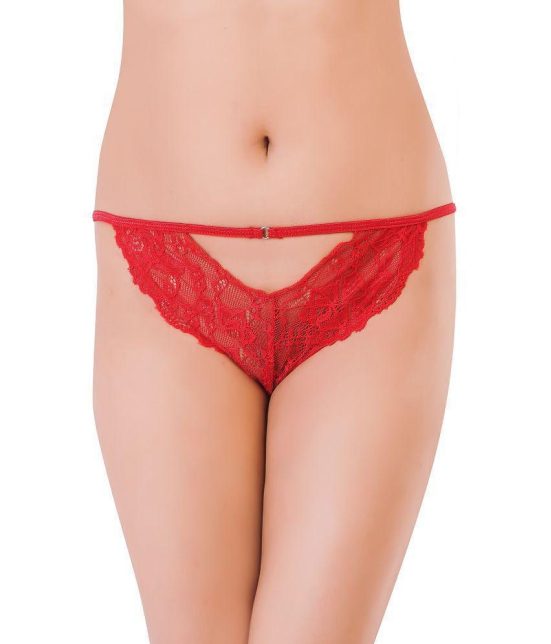 Bruchi Club - Lace Self Design Red Women's Cheekies ( Pack of 1 ) - None