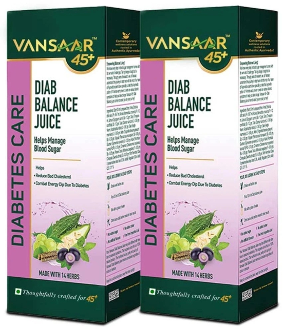 Vansaar 45+ Diab Balance Juice with 14 Clinically Proven Herbs for Effective Diabetic Care 1L Each