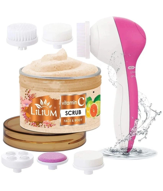 Lilium Vitamin C Face & Body Scrub, 250g with Multifunction 5in1 Massager