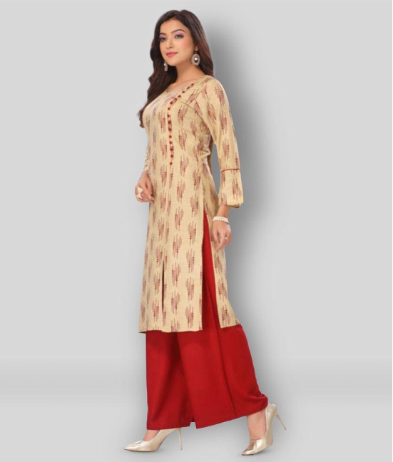 haya fashion - Beige Straight Rayon Women's Stitched Salwar Suit ( Pack of 1 ) - S