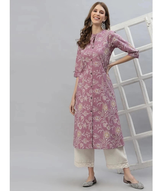 Stylum Rayon Printed Front Slit Womens Kurti - Mauve ( Pack of 1 ) - None