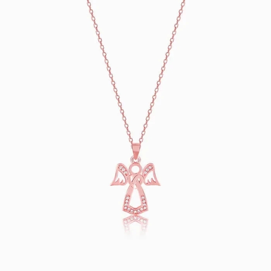 Rose Gold Angel Pendant with Link Chain