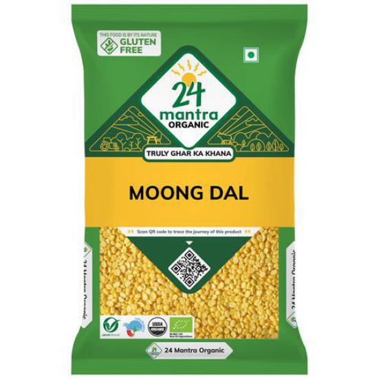 24 Mantra Organic Moong Dal/Hesaru Bele, 500 g Pouch